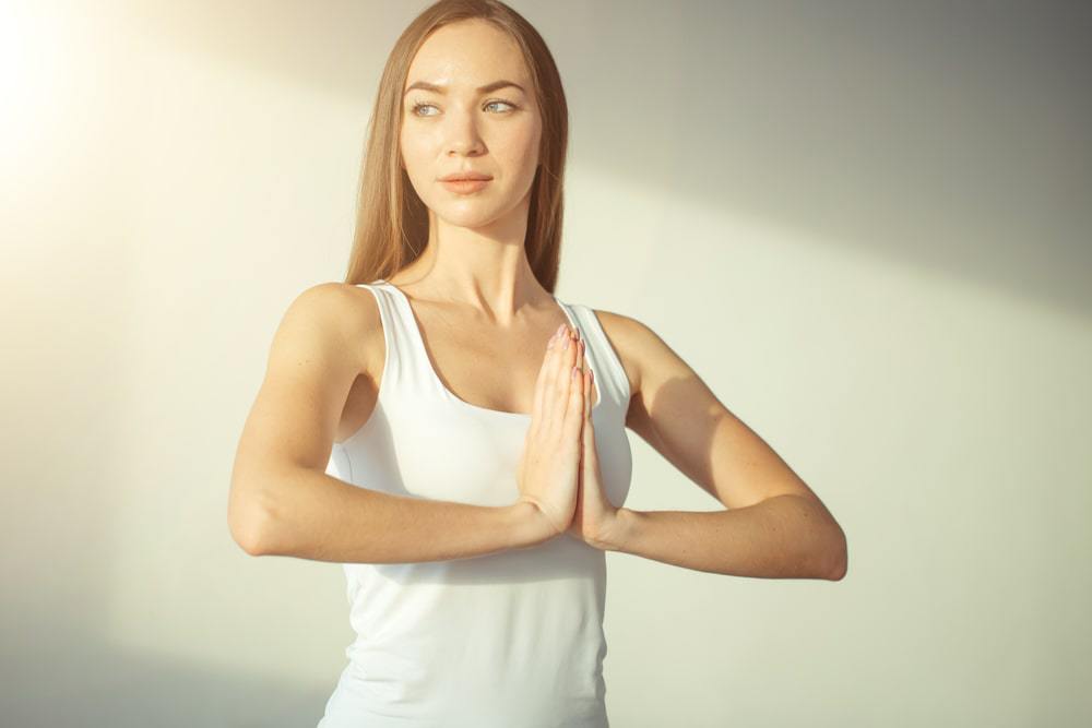 stretches for posture - prayer pose stretch